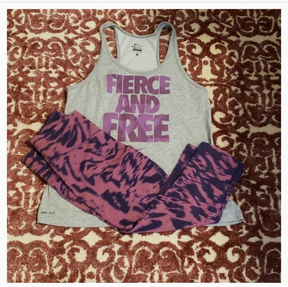 Nike dri fit workout top and dri fit capris